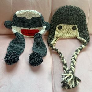 Arizona sock monkey knit cap OS. Aviator pilot beanie OS